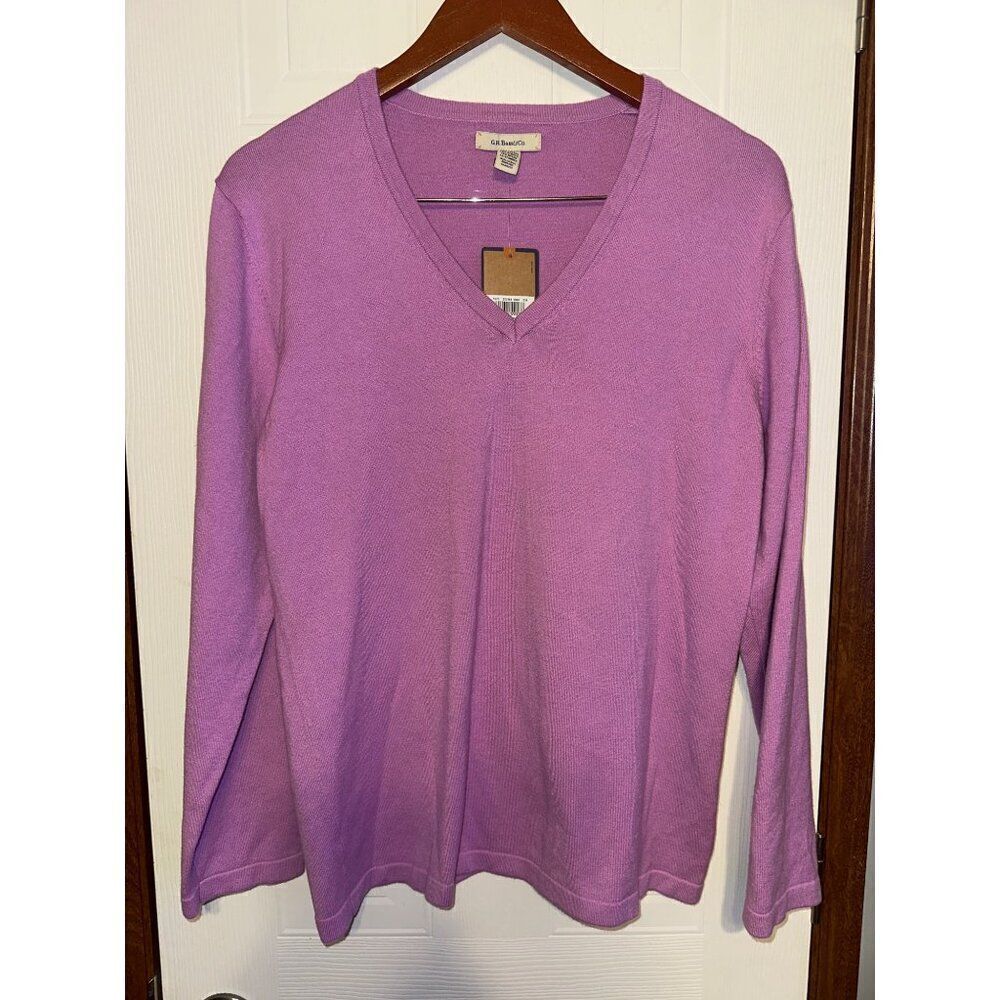 NWT G.H. Bass Purple Pop V-Neck Sweater Size XL